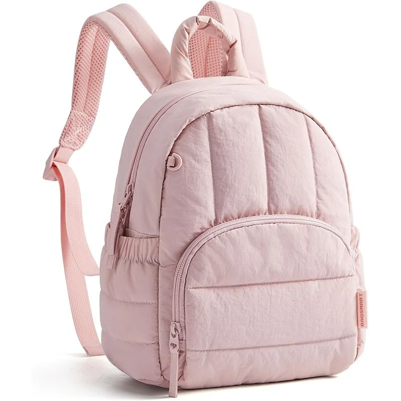 Nesitu Lightweight Waterproof Pink Black Green Cute Puffer Small Women Backpack Girl Purse Quilted Casual Travel Daypack M2509
