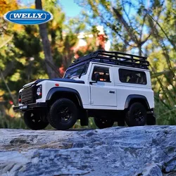 WELLY 1:24 Land Rover Defender Alloy Car Model Diecasts & Toy Metal Off-road Vehicles Car Model Simulation Collection Kids Gifts