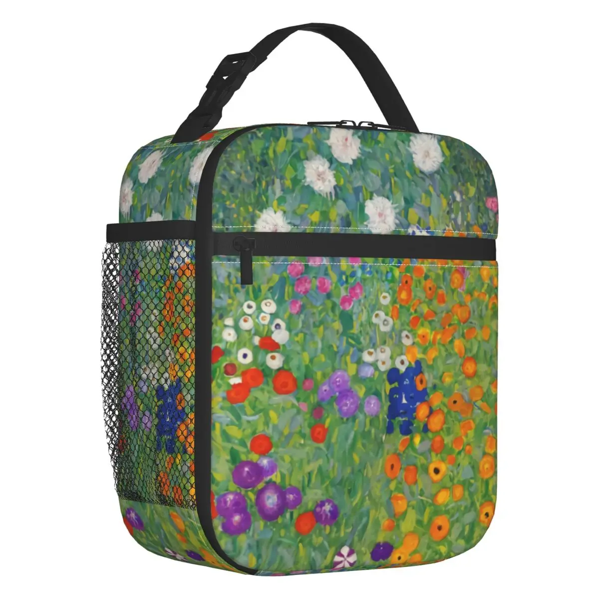 Gustav Klimt Flower Garden Insulated Lunch Bag for Women Portable Painting Thermal Cooler Lunch Box Office Work School