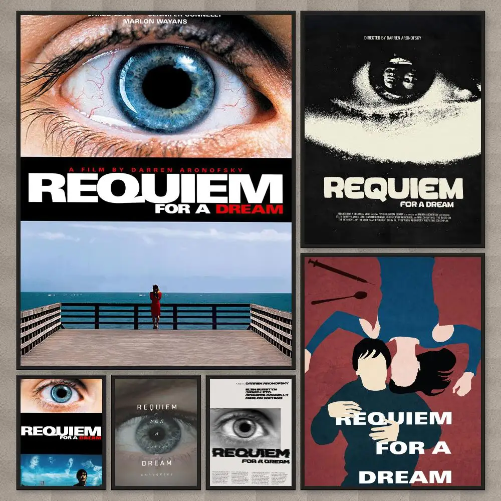 Moive R-Requiem For A Dream Poster Waterproof Sticky Wall Art Print For Bedroom Living Room Hallway Bar Home Decor