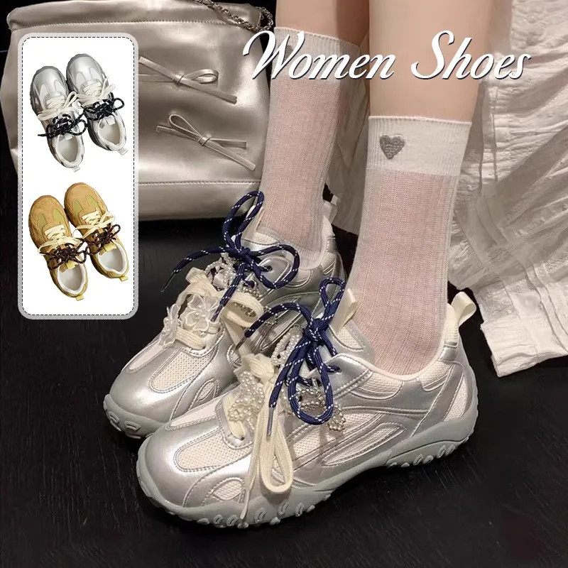 

Chunky Sneakers for Women Platform Heel Sneakers Women Casual Shoes Hidden Heel Trainer Sneakers Mesh Women Walking Shoes New