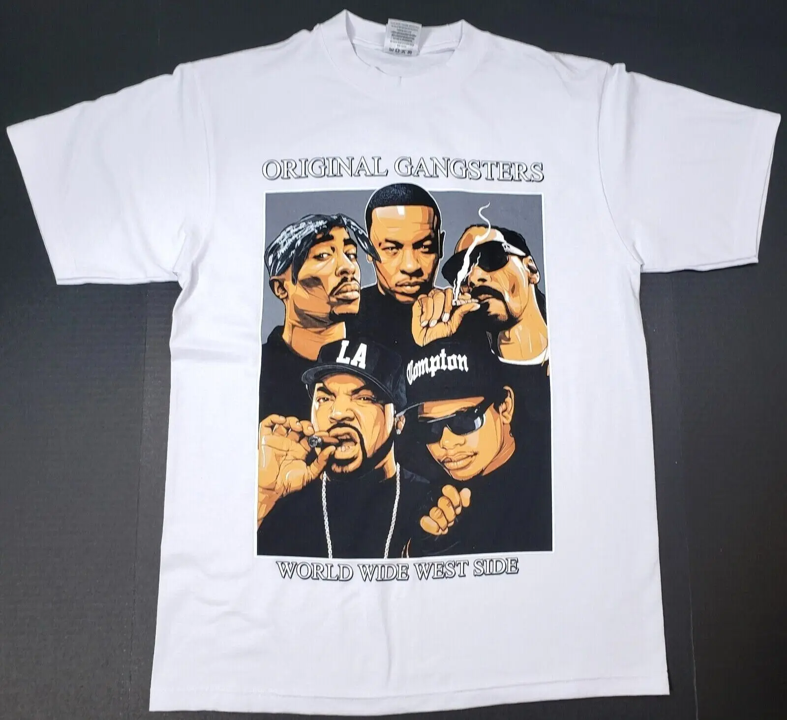 ORIGINAL GANGSTERS T-shirt West Side OG Urban Streetwear Tee Men's White New