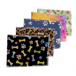 Polyester Dog Paw & Bone Printed Twill Fabric Patchwork Sewing Accessories Home Decor Shirt 50X145cm