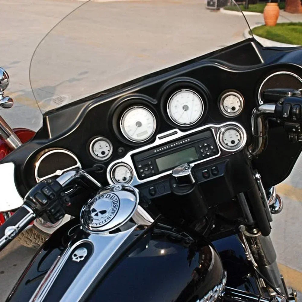 Stereo Speedometer Audio Speaker Trim Ring Instrument Board Gauge Bezel Cover For Harley Touring Road Electra Street Glide 96-13