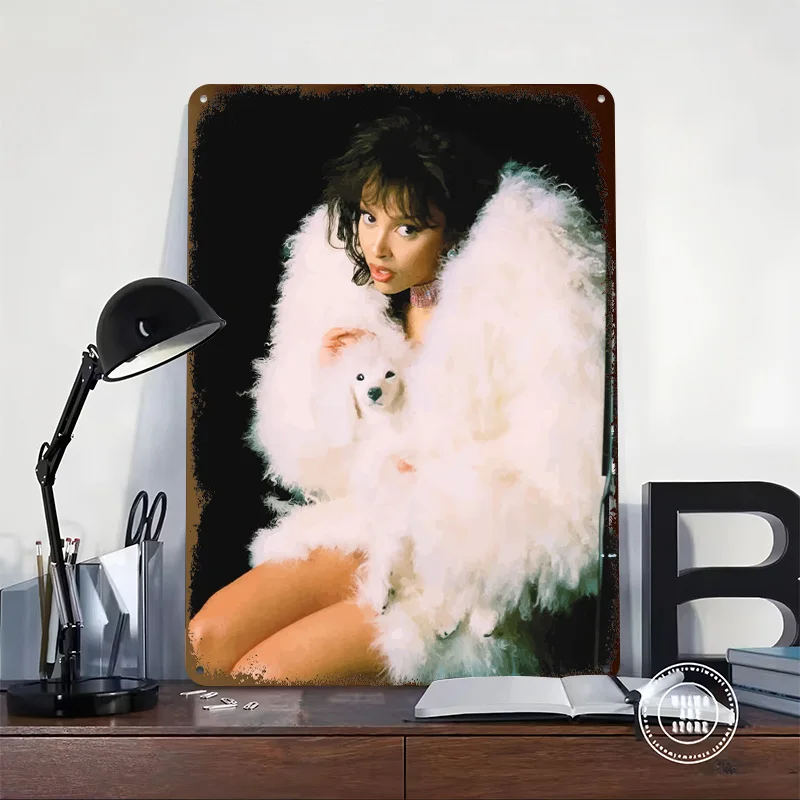 Woman With Poodle in Fur Coat Metal Poster Customized Wall Art Retro Vintage Metal Tin Signs for Decoration Room Wand Deko House
