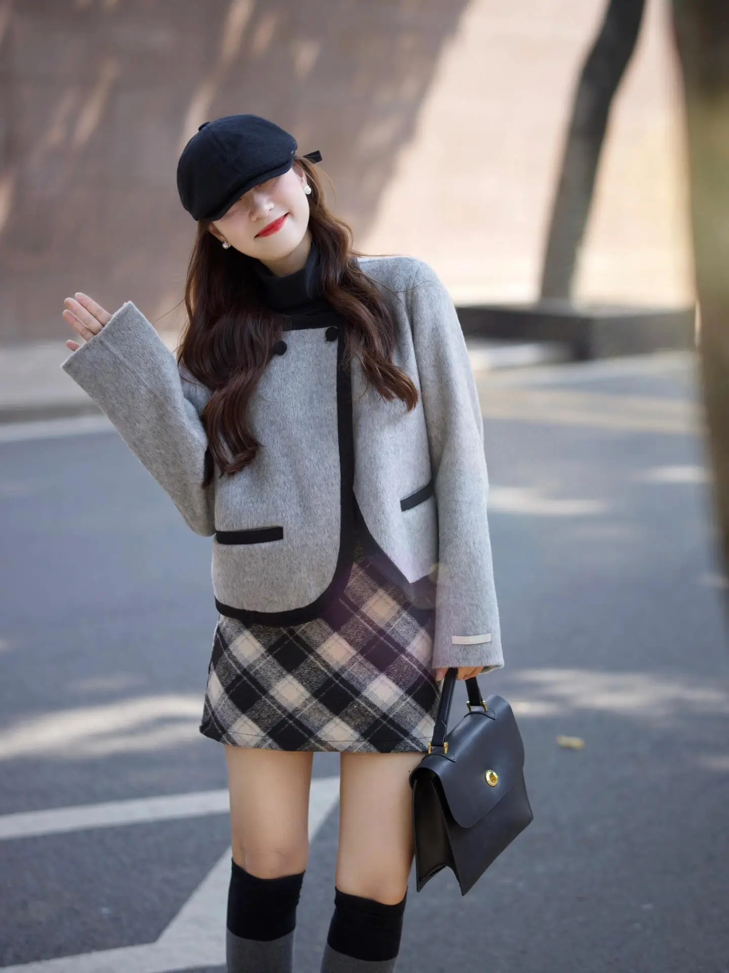 

Double-Sided Woolen Coat Women's ort Sle Loose Fit Winter Faion Slimming Outerwear Commute Friendly round Ne Design