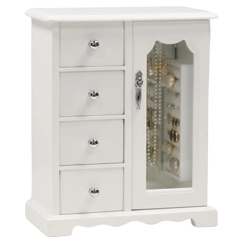 

White Wooden Multi-Pumped Jewelry Box Storage Box Jewelry Earrings Earrings Necklace Hair Accessories Ring Wooden Box