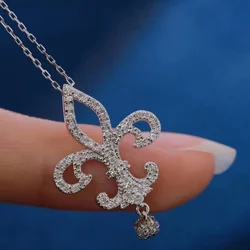 Original 925 Sterling Silver Necklace Versatile Single Simulated Diamond Sparkling Clavicle Chain for Women Cocktail Jewelry