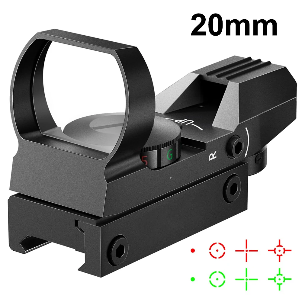 1x22x33mm Tactische Rood Groen Dot Sight Reflex Sight Riflescope met Rood Groene Laser 4 Richtkruis Jacht Optics Sight voor 20mm Rail