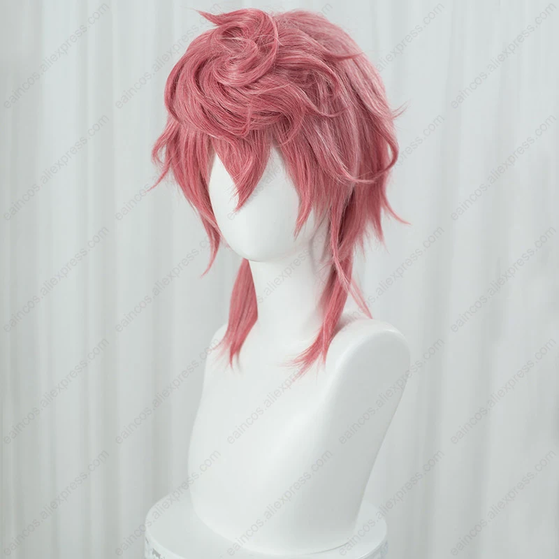 Trish Una Cosplay Wig, rosa escuro, perucas de cores misturadas, resistente ao calor, cabelo sintético, 40cm de comprimento