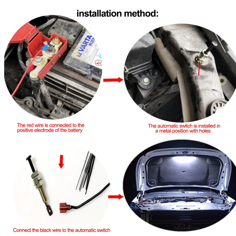Белая подсветка для капота автомобиля, фотолампа с автоматическим включением/выключением, универсальная подсветка для любого автомобиля,