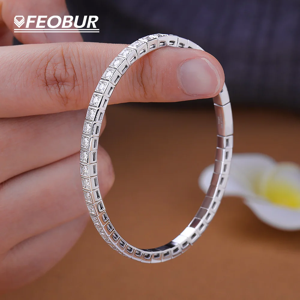 

Сертифицированный браслет-бенгл из муассанита 2,5 мм для женщин и мужчин, цельное серебро 925 пробы, с оправой из лабораторных бриллиантов, модные ювелирные изделия для вечеринок