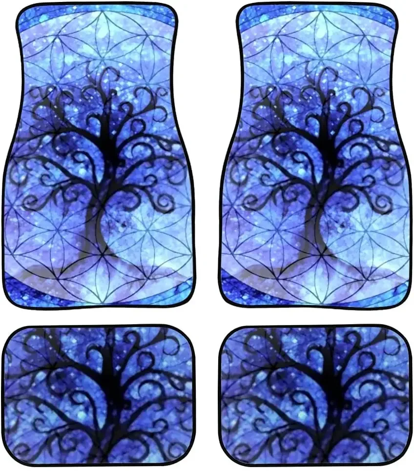 Car Floor Mats Tree Life Symbol On Structured Ornamental Print Design Carpet Car SUV Truck Floor Mats 4 Pcs,Car Carpet