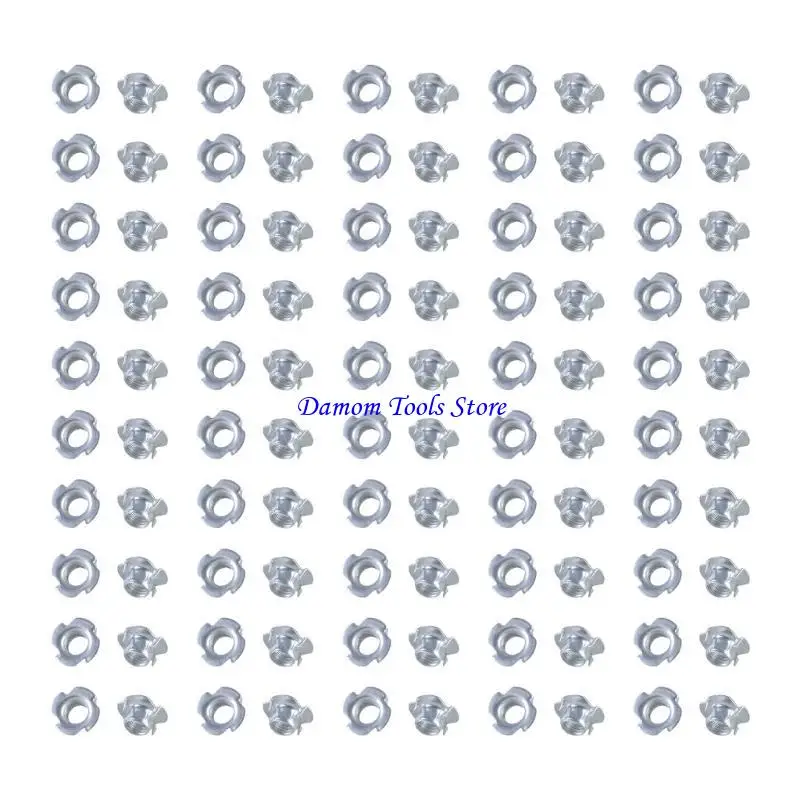 57BE Stainless Iron 4 Pronged Tees Four Jaw Threaded Inserts T Nut Blind Pronged Insert Tees Nut Furniture Enduring