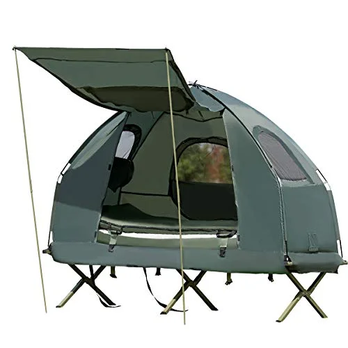 Self-Inflating Portable Off-Ground Elevated Double-Layer All-Season Tent Waterproof Rainfly Polyester Fabric Carrying Tent