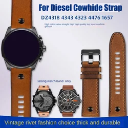 24mm 26mm 28mm For Diesel watch band DZ7413 DZ4318 DZ4343 DZ4323 DZ4476 vintage Cowhide Retro brown strap men watch accessories