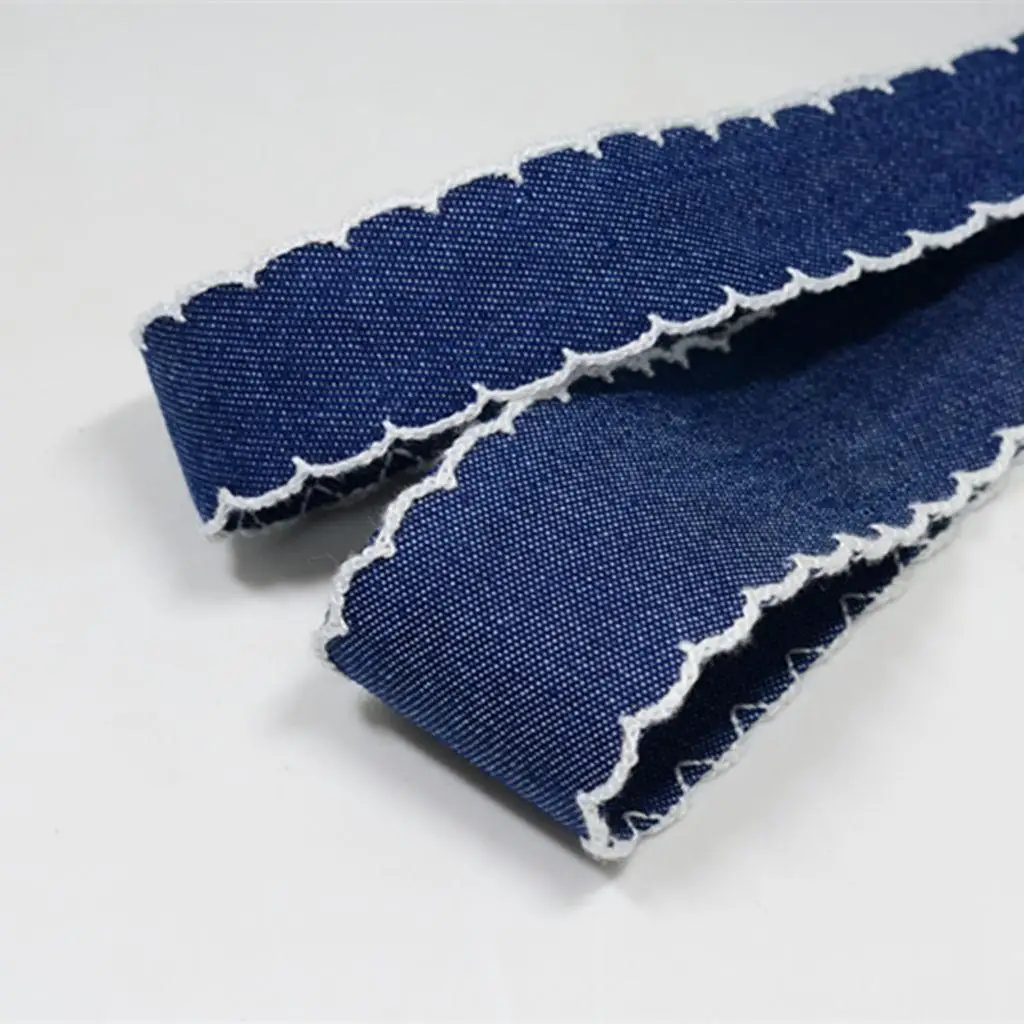 Double Side Denim Ribbon Navy Jean Trim Fabric Ribbon for Sewing Decoration DIY Hair Bow Making