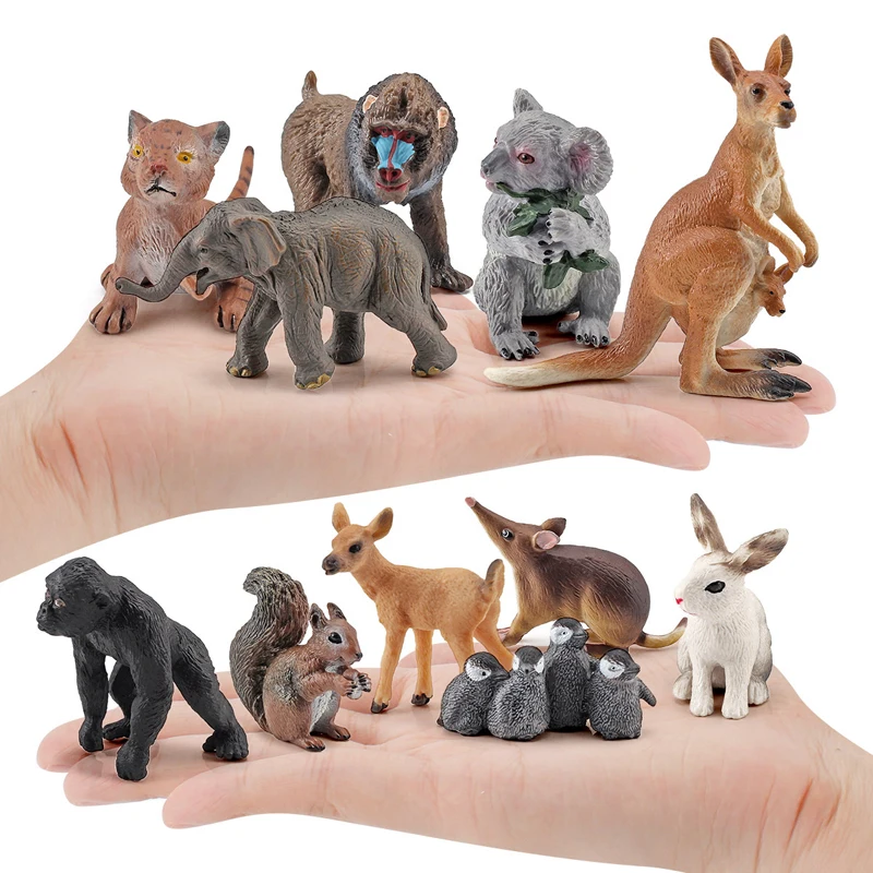 New Hot Mini Animal Figurines Horse Hyena Caracal Weasel Mouse Mouse Capybara Model Action Figures Children Collect Toys Gifts