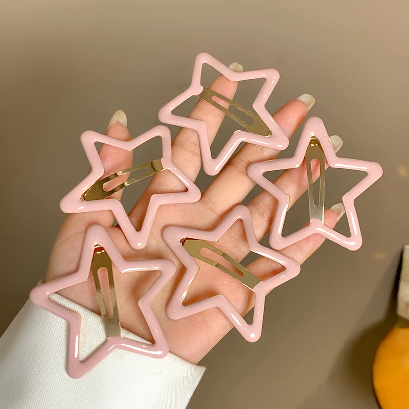 AWAYTR 5 Stück ausgehöhlte Stern-Haarspangen, Stern-Druckknopf-Haarnadeln, süße Kopfbedeckung, Haarspangen, Haar-Accessoires für Mädchen, Dropship