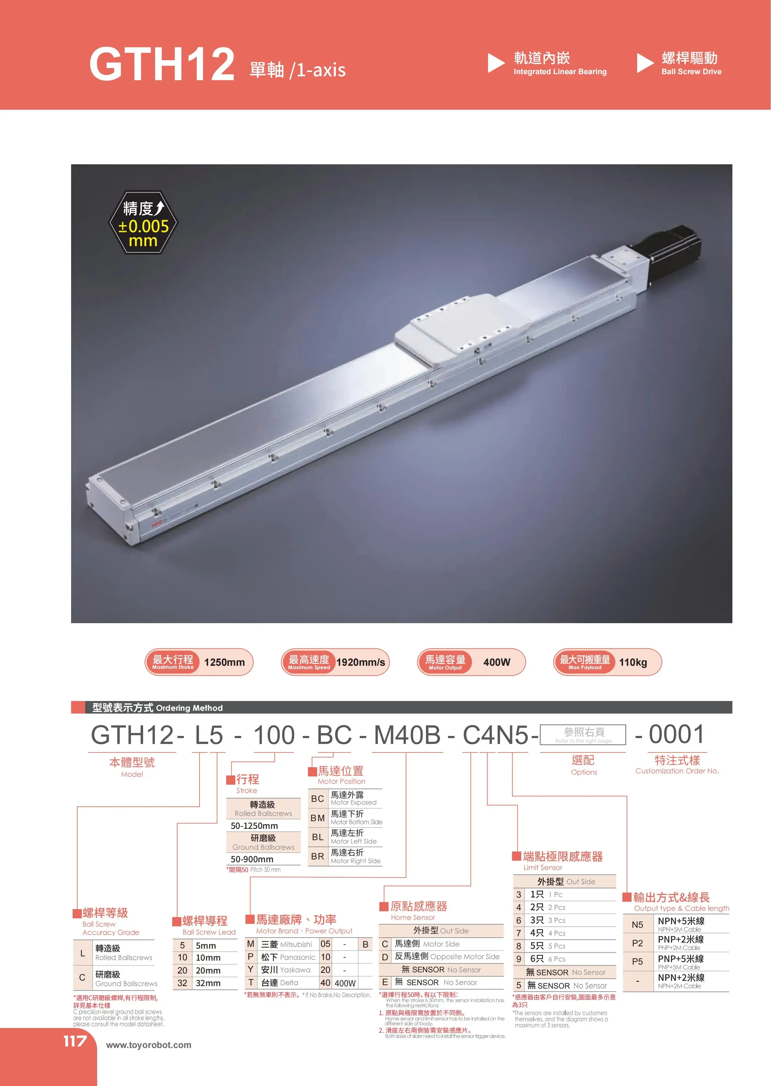 TOYO HIWIN high precision linear custom screw slide automatic module XYZ axis slide module GTH12 Series