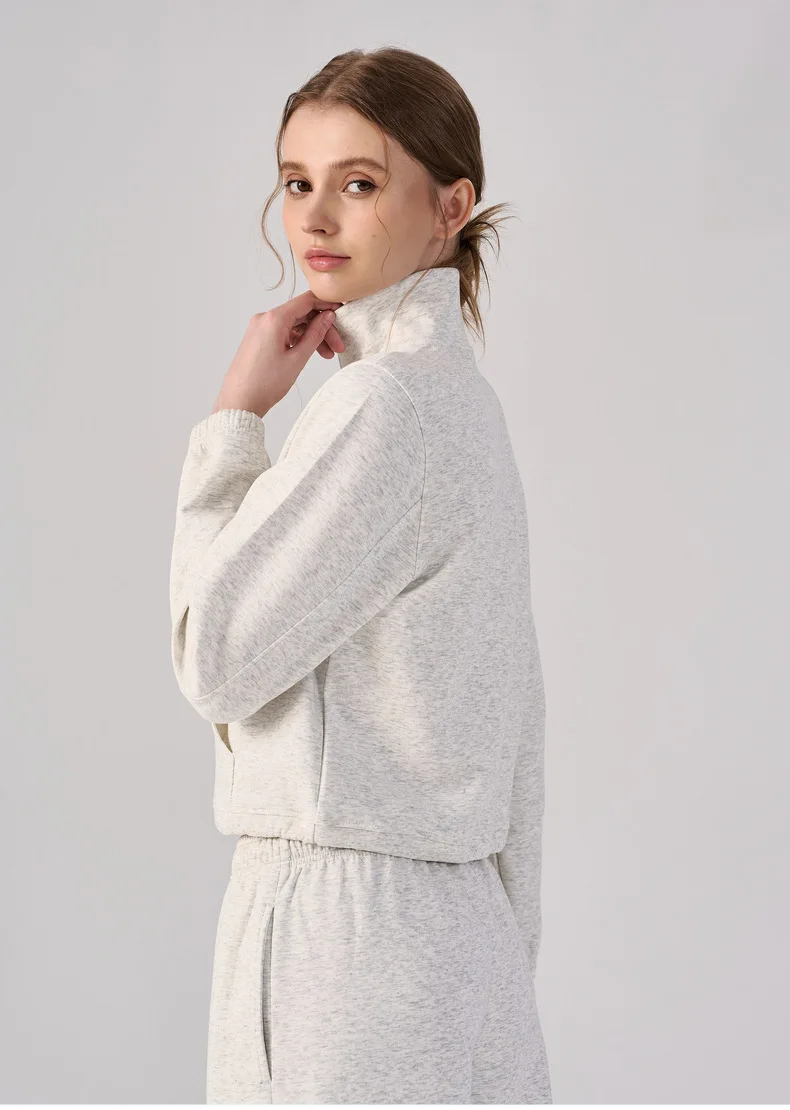Women Half Zip Pullover Stand Collar Sweatshirt Autumn Winter Outdoor Sports Long Sleeve Top Tennis Fitness Yoga Jacket