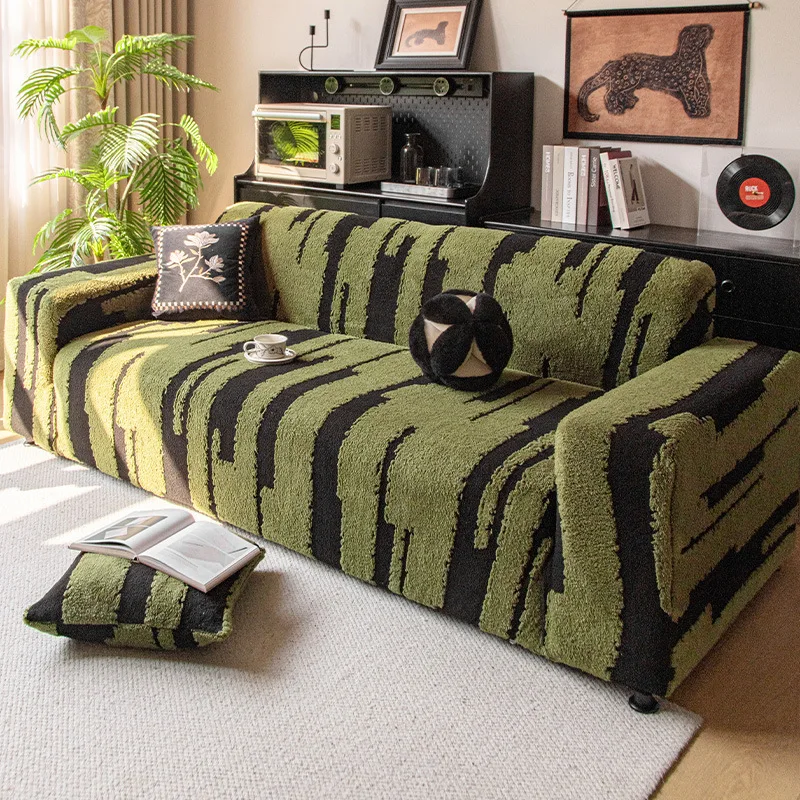 High Elasticity Sofa Covers All Season Thin Striped Full Coverage Armchair Protector Solid Couch Covers for Living Room