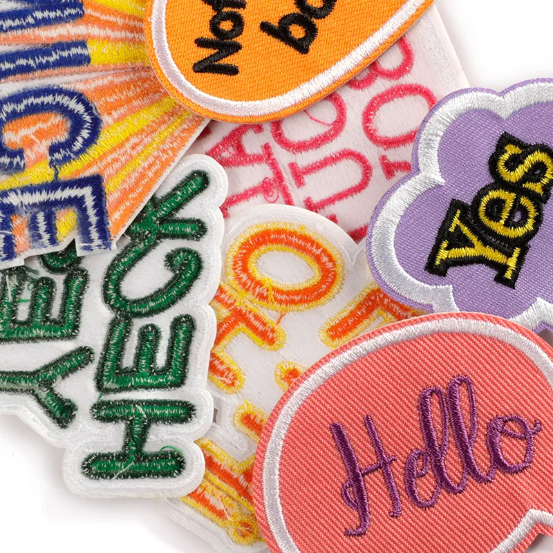 10szt Cartoon Embroidery Text Patches For Clothing Iron On English Words Logo Backpack Badge