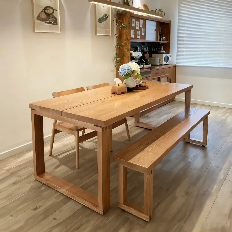 Solid wood desk dining table integrated large board long table home desk workbench living room study table