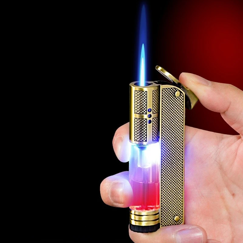 

New Metal Visible Transparent Compartment Color Light Windproof Lighter Men's Gift Straight To Creative Fire Machine