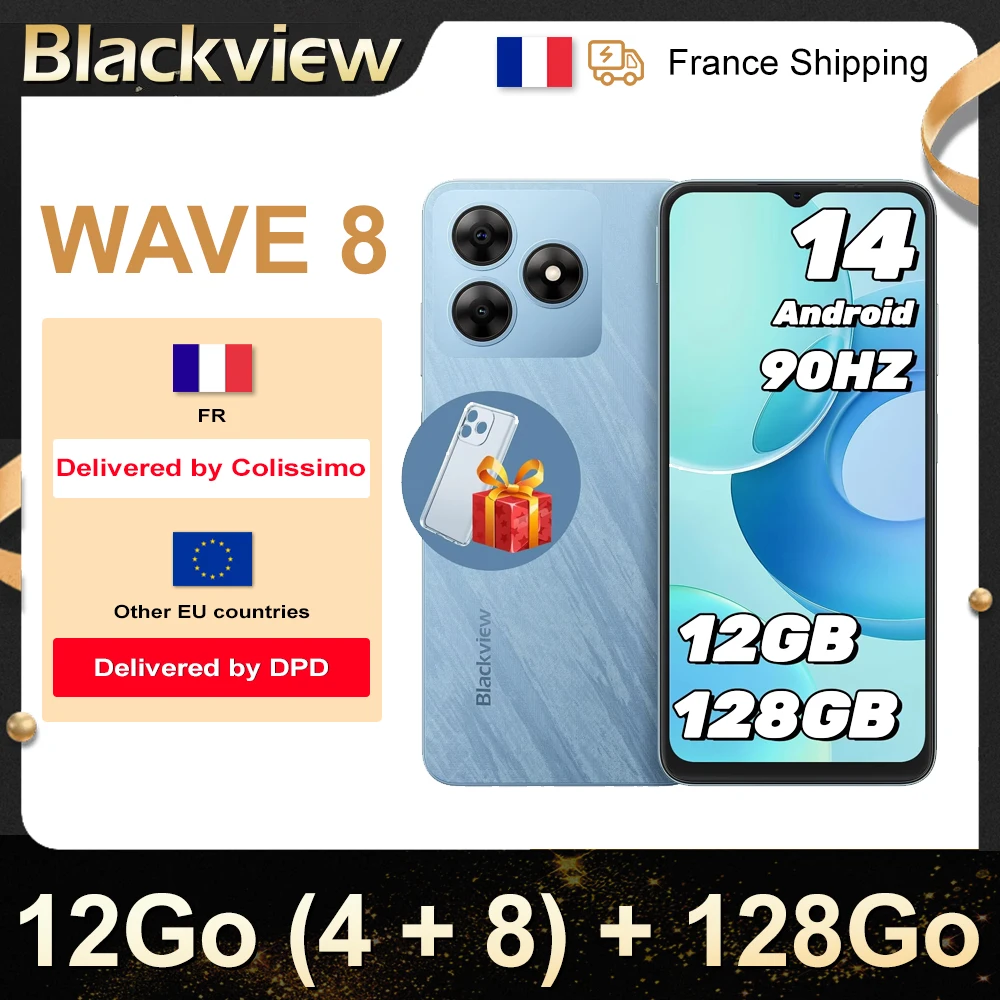 Smartphone Blackview WAVE 8 [Sin cargador UE] 12GB (4+8) 128GB, 5000mAh, Cámara de 13MP, Android 14