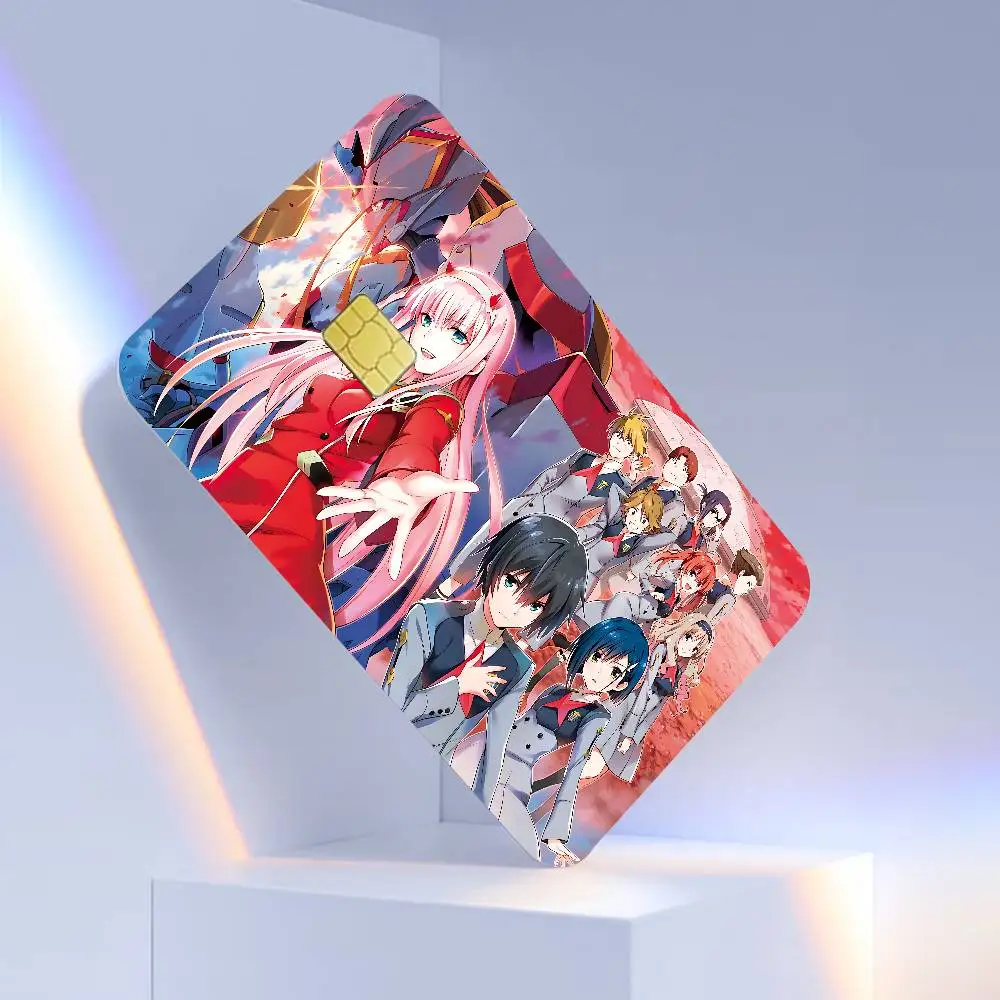 غطاء جلدي لفيلم ملصق الرسوم المتحركة Darling In The Franxx لبطاقة الائتمان وبطاقة الخصم البنك الأمامية