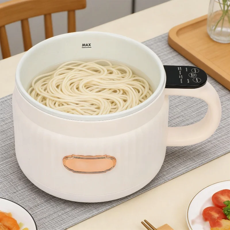 Multi Purpose Electric Noodle Pot 1.6L Nonstick Rice Cooker White For Kitchen Dorm Office