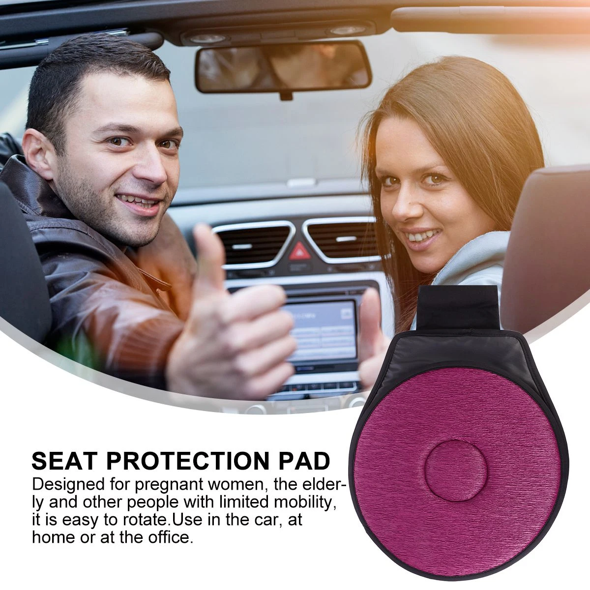 

360 Degree Rotating Car Seat Cushion Red Single Ring Elderly Pregnant Home Office Portable Aid Lightweight Flexible Sandwich