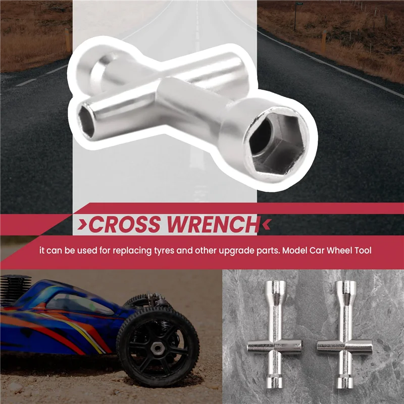 AC52-Toys Accessory 4/5/5.5/7Mm Cross Wrench Sleeve For Spanner M4 RC HSP 80132 For Model Car Wheel Tool