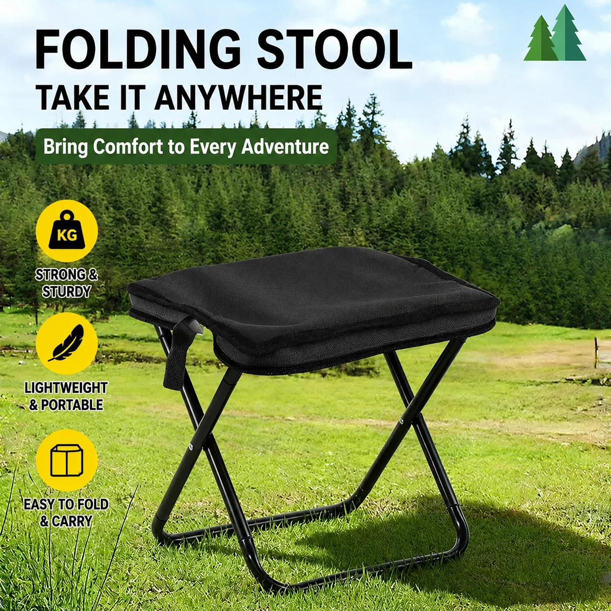 ortable Folding Stool Chair Mini Handbag Design Lightweight Travel Camping Fishing Queue Seat Outdoor Seat Cushion