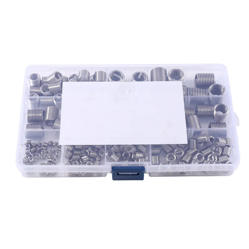 AT44-2 Sets 200Pcs Thread Insert Wire Insert Kit M3-M6/M8 M10 M12 Stainless Steel 304 Screw Socket Thread Repair Kit