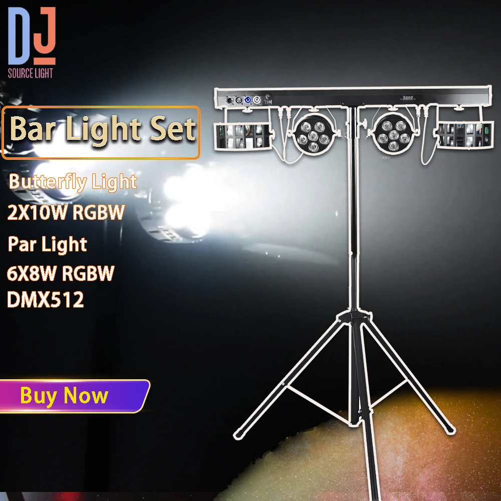 borboleta led lights grupo voice control para dj disco club music show stage effect lamp novo dmx512 2x10w rgbw 6x8w 4in 1 01