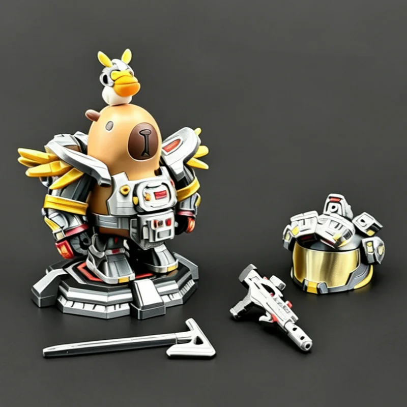 Cartoon Iron Capybara Hero Magnetic Mecha Armor Capybara Doll Hand Made Creative Toy Collectible Action Figure Gift