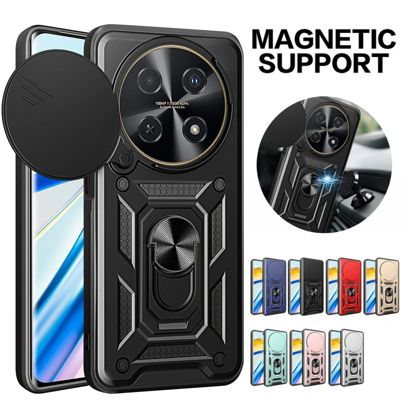 For Huawei nova 12i Case Shockproof Armor Car Magnetic Holder Ring Funda For Huawei Nova 12i 12 i Nova12i 4G Lens Protect Cover