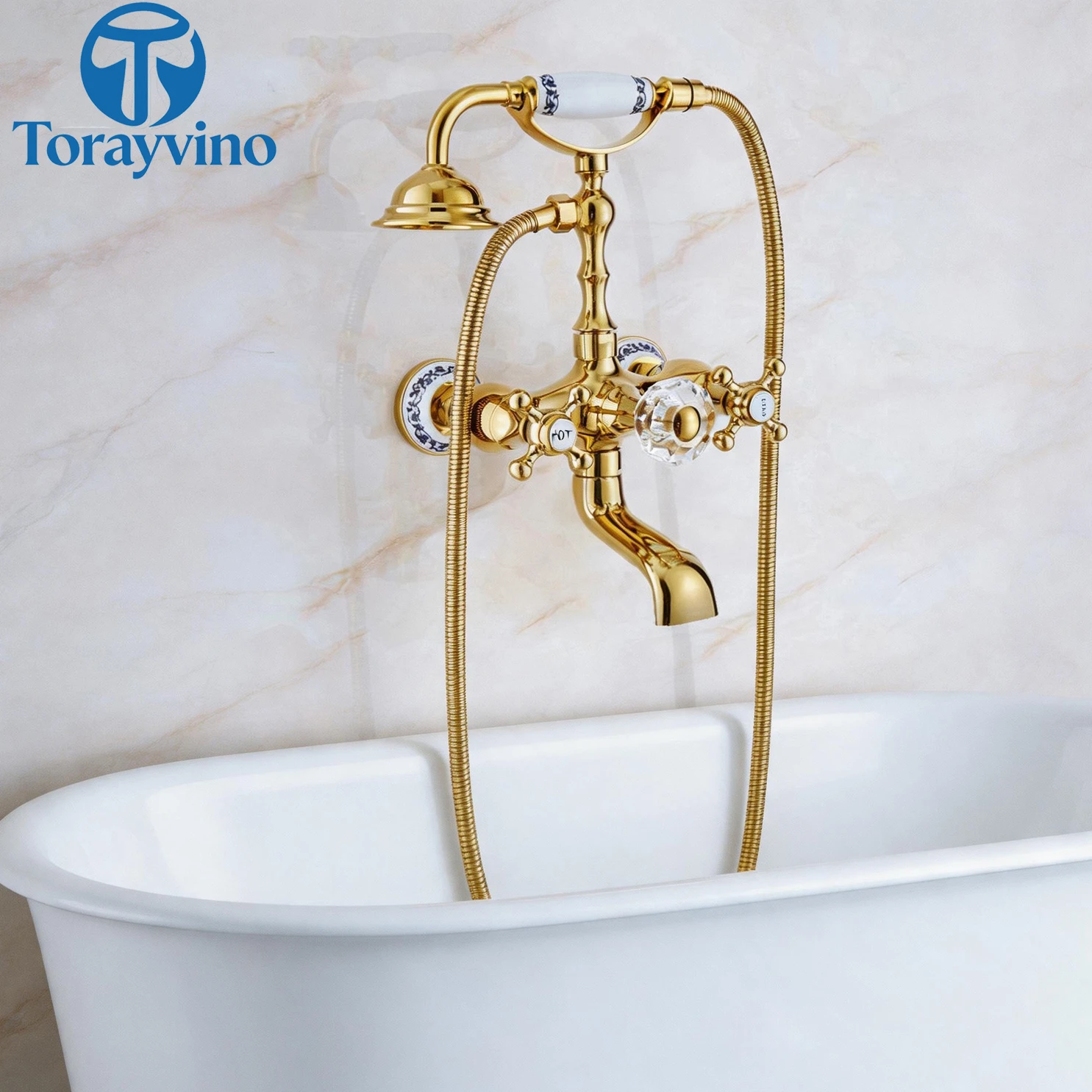 Torayvino Badkamer Gouden Badk - Freestanding Bathtub Filler Faucet Floor recensie en prijs