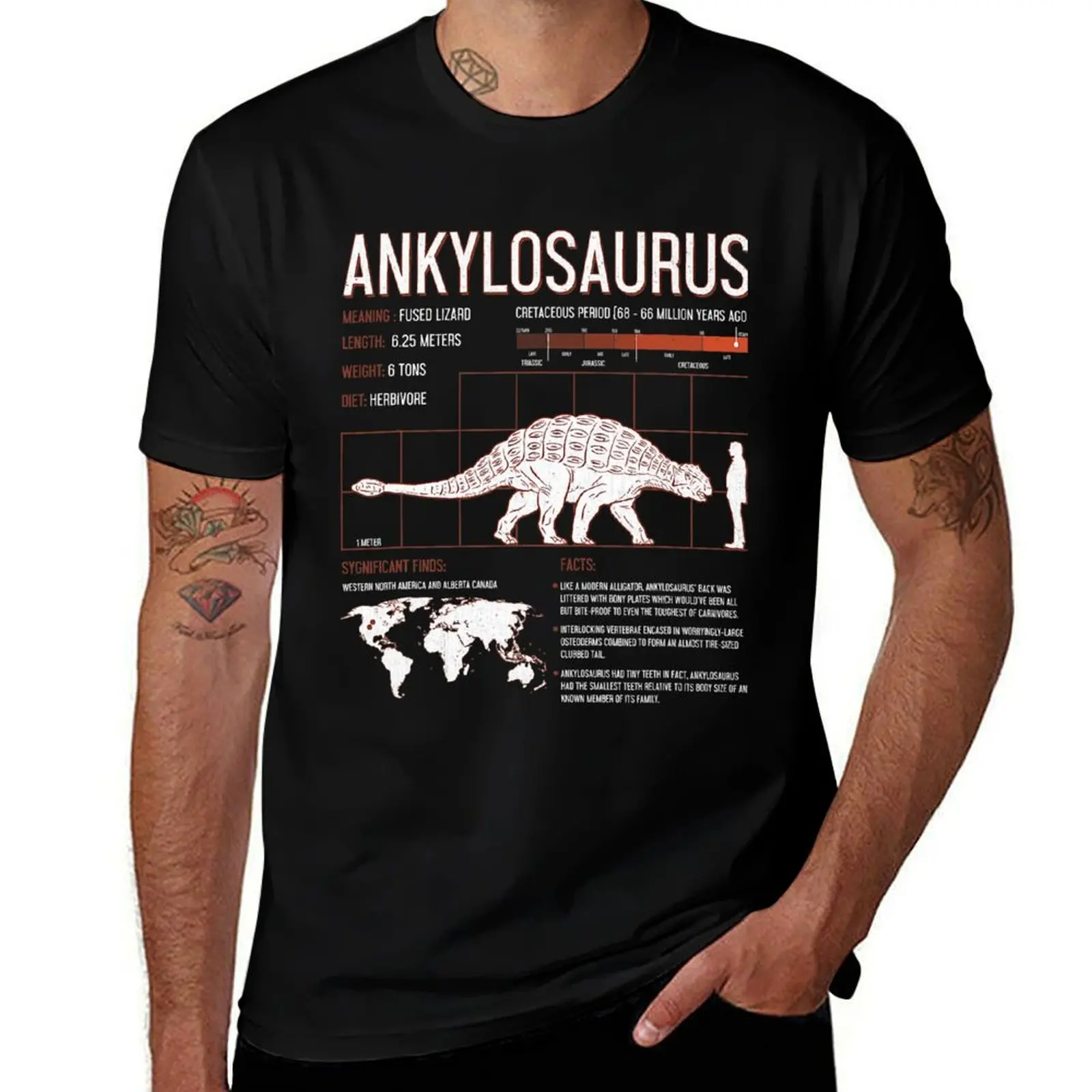 Ankylosaurus Dinosaur Facts T Shirt Mens Womens Kids Science T-Shirt Large Size Soft Cotton T-Shirt