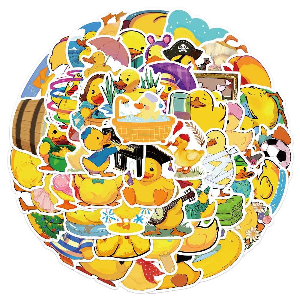 

10/30/50PCS Cute and Funny Little Yellow Duck Graffiti Decorative stickers DIY Skateboard Helmet Pencil Case Decal Toy Stickers