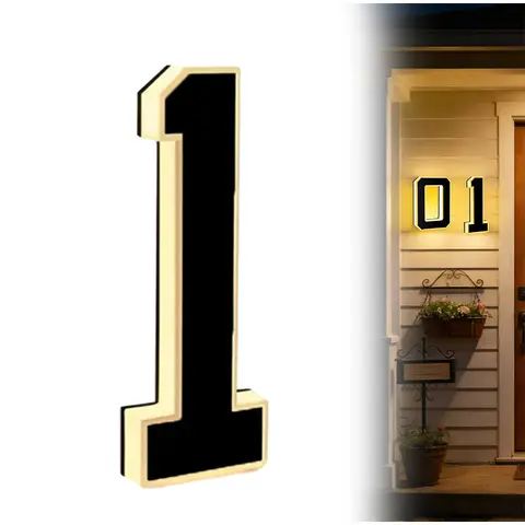 Modern Solar House Number Sign Decor Light Sensor Solar Address Number Lights Outdoor Wall Mount Waterproof Fashion House Sign