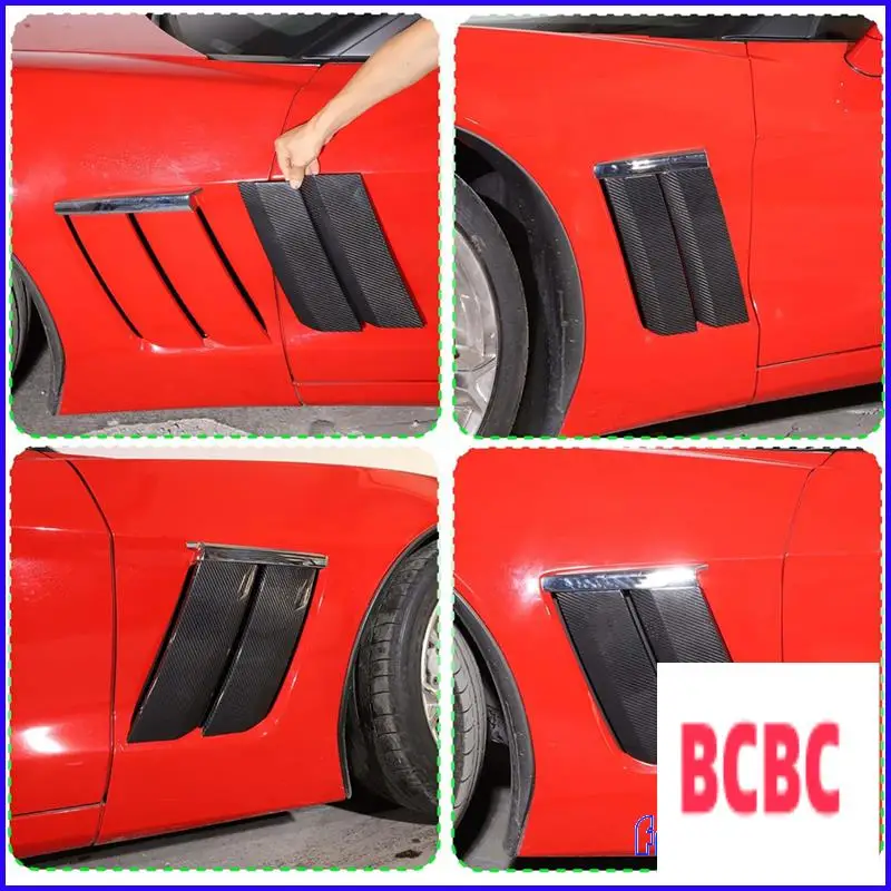 BB-カーボンファイバーコルベット C6 2005-2013 車のフェンダーサイドボディエアベントアウトレットカバートリム