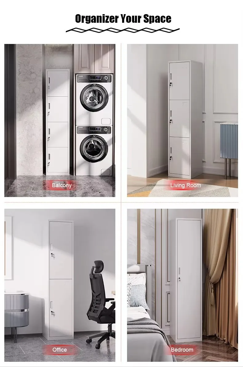 Armário de Metal Moderno de Porta Única para Quarto, Guarda-Roupa Atacado, Armário de Roupas com Recursos Ajustáveis para Sala de Estar
