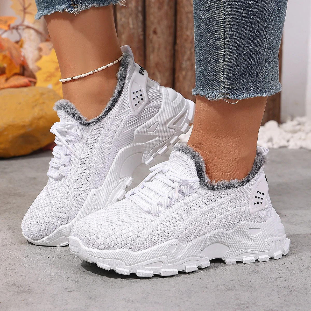 Warme, mit Fleece gefütterte Damen-Kurzstiefel: leichte, stilvolle und vielseitige Freizeitsportstiefel für Frauen. – Detail 12