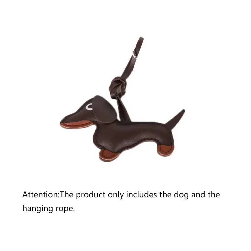 Leather Dachshund Dog Collar Pendant Keychain Car Key Ring Bag Accessory Pet-Themed Gift Item