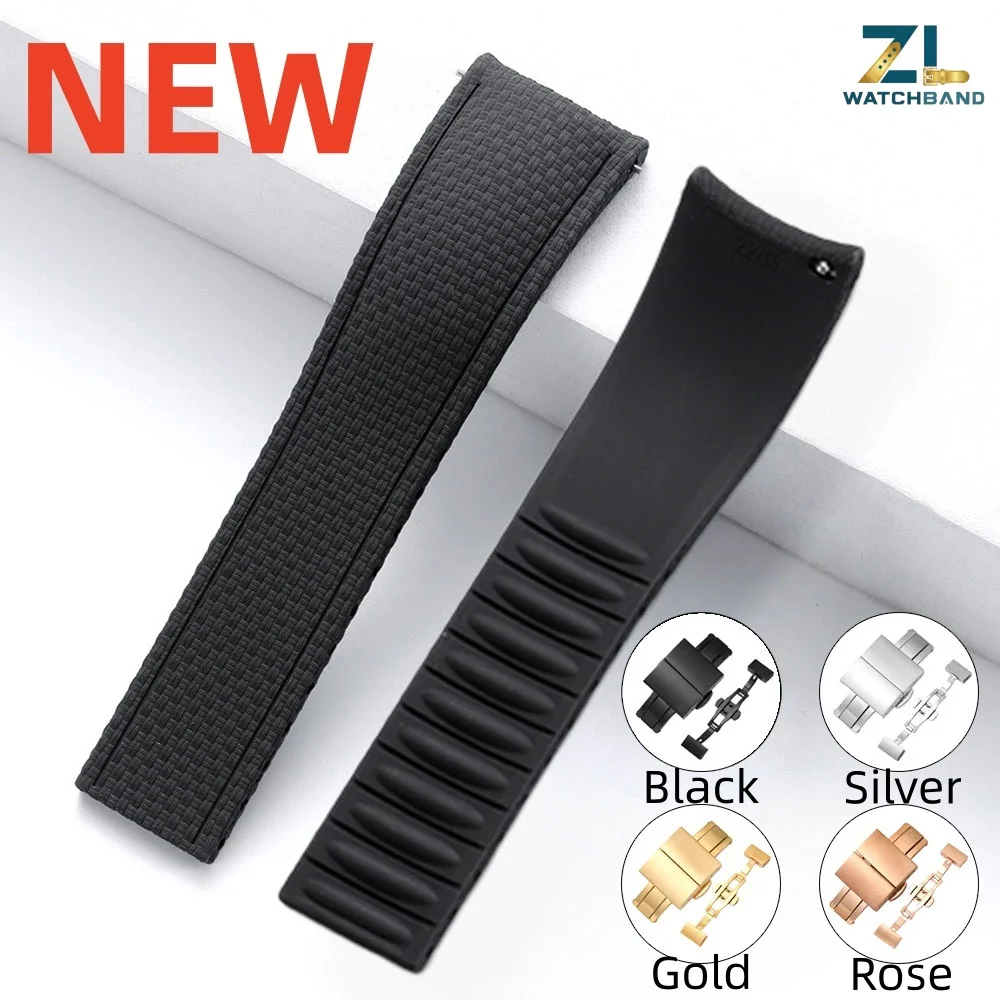 Bracelet de montre en fluororubber CTS 20/21/22 mm, boucle papillon à dégagement rapide, bracelet FKM pour Rolex, pour Seiko, à découper sur mesure