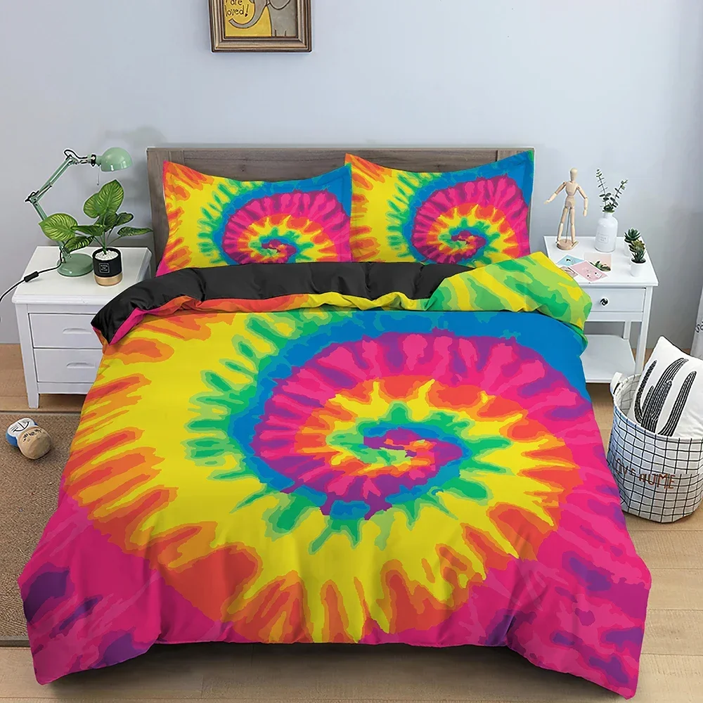 

Abstract Colorful Tie Dye Bedding Set Single Twin Double Queen King Cal King Size Bed Linen Set