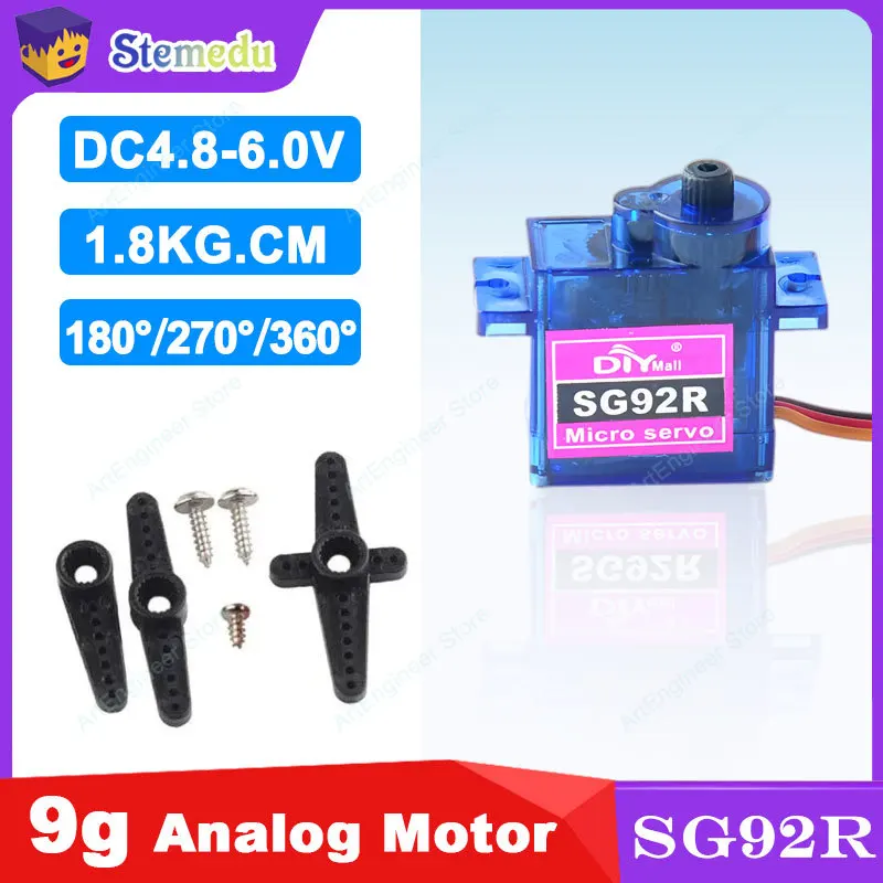 

SG92R 9g Мини-аналоговый серводвигатель - высокая скорость крутящего момента 1,8 кг для радиоуправляемых дронов, автомобилей, роботов